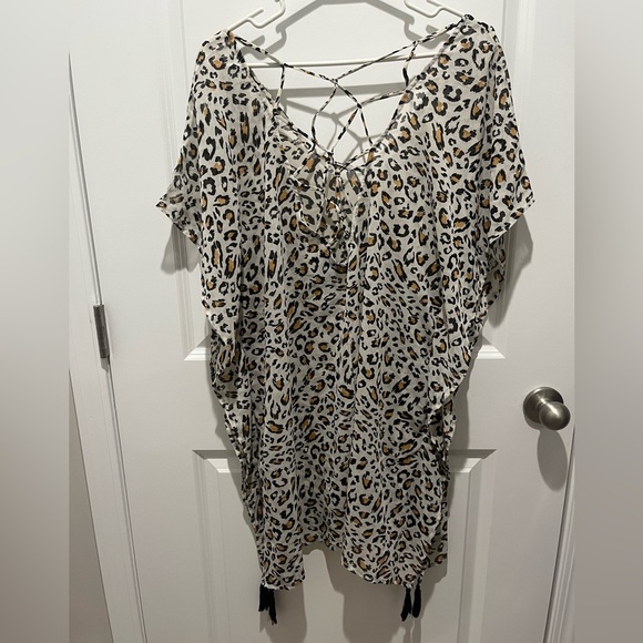 Leopard Print Kaftan Sheer Coverup - Picture 2 of 5